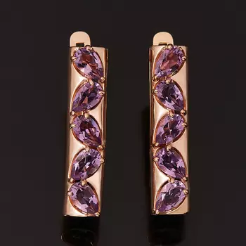 Серьги аметист (серебро 925 пр. позолота) огранка