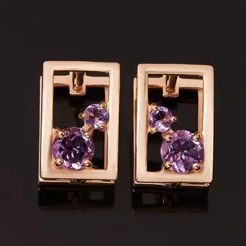 Серьги аметист (серебро 925 пр. позолота) огранка