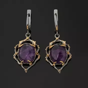 Серьги аметист (серебро 925 пр. позолота, родир. сер.)