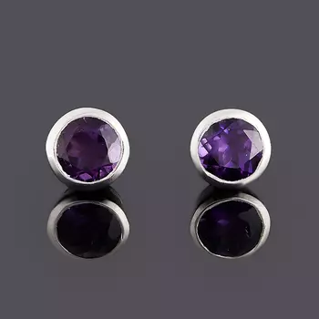 Серьги аметист (серебро 925 пр.) пуссеты огранка