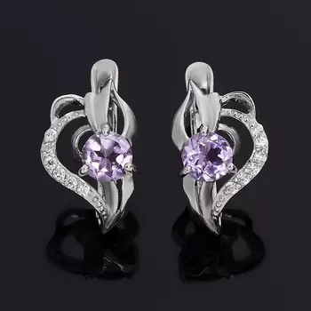 Серьги аметист (серебро 925 пр. родир. бел.) огранка