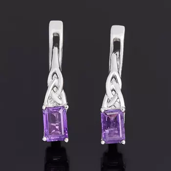 Серьги аметист (серебро 925 пр. родир. бел.) огранка