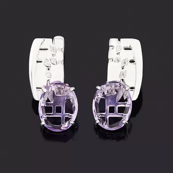 Серьги аметист (серебро 925 пр. родир. бел.) огранка