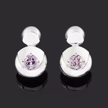Серьги аметист (серебро 925 пр. родир. бел.) огранка
