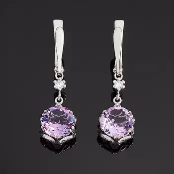 Серьги аметист (серебро 925 пр. родир. бел.) огранка