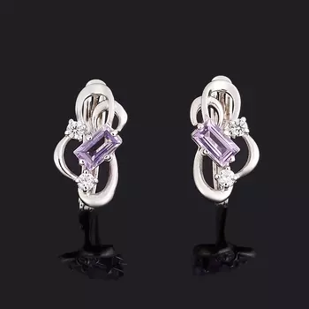 Серьги аметист (серебро 925 пр. родир. бел.) огранка