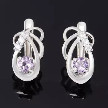 Серьги аметист (серебро 925 пр. родир. бел.) огранка