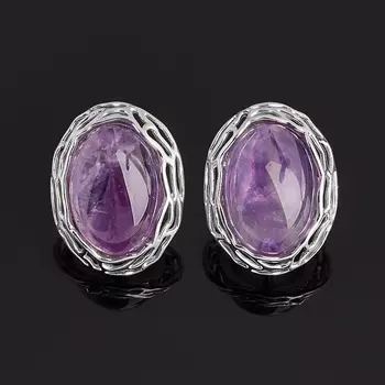 Серьги аметист (серебро 925 пр. родир. бел.)