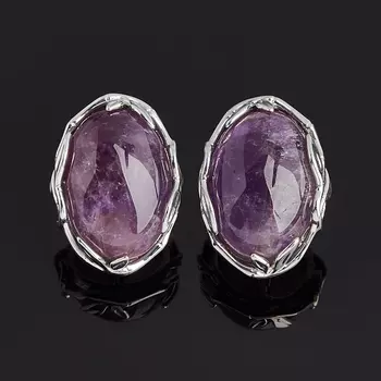 Серьги аметист (серебро 925 пр. родир. бел.)