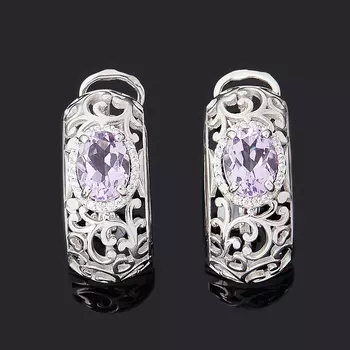 Серьги аметист (серебро 925 пр. родир. бел.) огранка