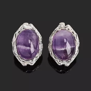 Серьги аметист (серебро 925 пр. родир. бел.)