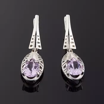 Серьги аметист (серебро 925 пр. родир. бел.) огранка