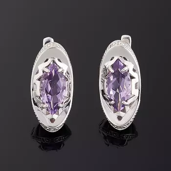 Серьги аметист (серебро 925 пр. родир. бел.) огранка