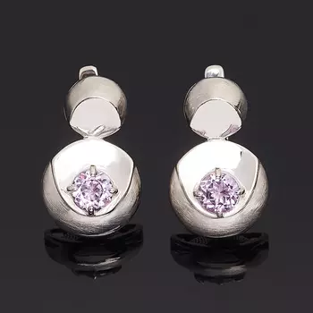 Серьги аметист (серебро 925 пр. родир. бел.) огранка