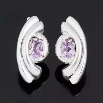 Серьги аметист (серебро 925 пр. родир. бел.) огранка