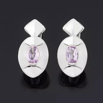 Серьги аметист (серебро 925 пр. родир. бел.) огранка
