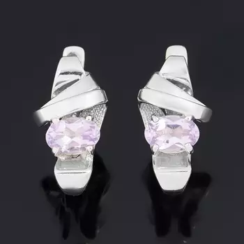 Серьги аметист (серебро 925 пр. родир. бел.) огранка