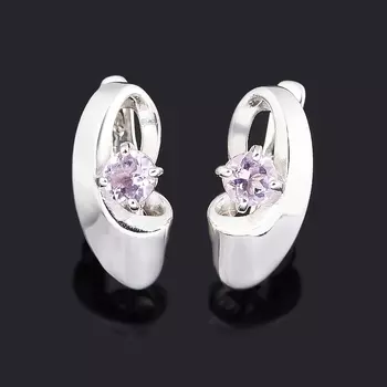 Серьги аметист (серебро 925 пр. родир. бел.) огранка