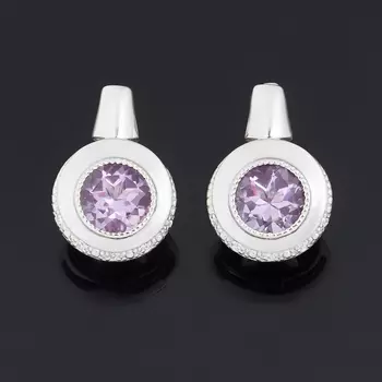 Серьги аметист (серебро 925 пр. родир. бел.) огранка
