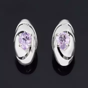 Серьги аметист (серебро 925 пр. родир. бел.) огранка