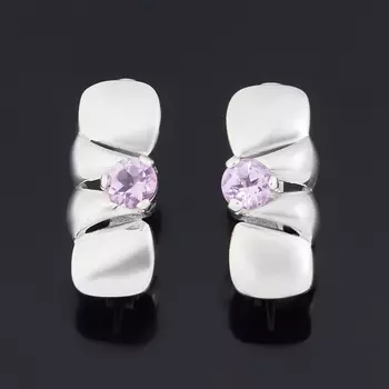 Серьги аметист (серебро 925 пр. родир. бел.) огранка