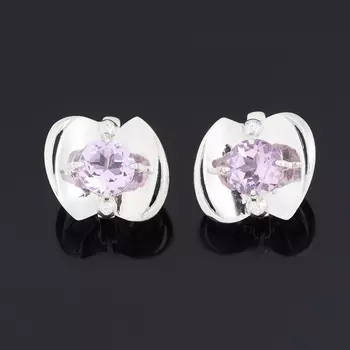 Серьги аметист (серебро 925 пр. родир. бел.) огранка