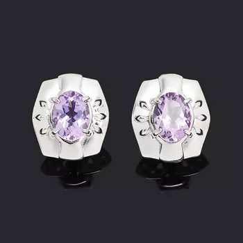 Серьги аметист (серебро 925 пр. родир. бел.) огранка