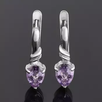 Серьги аметист (серебро 925 пр. родир. бел.) огранка