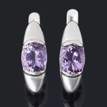 Серьги аметист (серебро 925 пр. родир. бел.) огранка