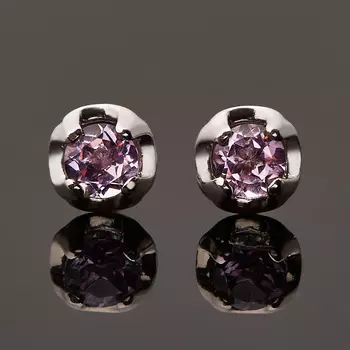 Серьги аметист (серебро 925 пр. родир. бел.) пуссеты огранка