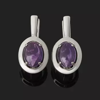 Серьги аметист (серебро 925 пр. родир. бел.)