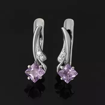 Серьги аметист (серебро 925 пр. родир. бел.) огранка
