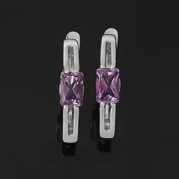 Серьги аметист (серебро 925 пр. родир. бел.) огранка