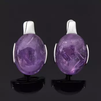Серьги аметист (серебро 925 пр. родир. бел.)