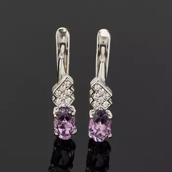 Серьги аметист (серебро 925 пр. родир. бел.) огранка