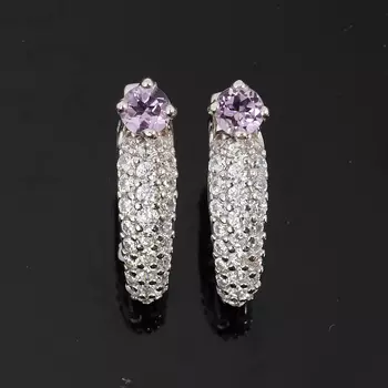 Серьги аметист (серебро 925 пр. родир. бел.) огранка