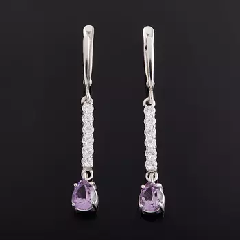 Серьги аметист (серебро 925 пр. родир. бел.) огранка