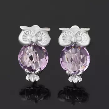 Серьги аметист (серебро 925 пр. родир. бел.) огранка