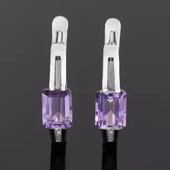 Серьги аметист (серебро 925 пр. родир. бел.) огранка