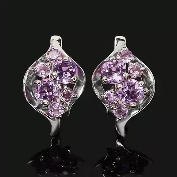 Серьги аметист (серебро 925 пр. родир. бел.) огранка