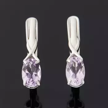 Серьги аметист (серебро 925 пр. родир. бел.) огранка