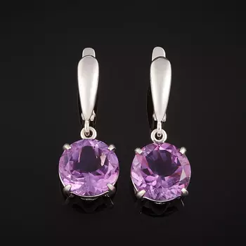 Серьги аметист (серебро 925 пр. родир. бел.) огранка