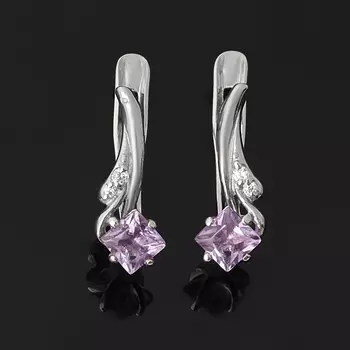 Серьги аметист (серебро 925 пр. родир. бел.) огранка