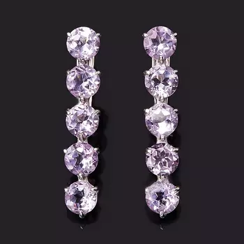 Серьги аметист (серебро 925 пр. родир. бел.) огранка