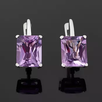 Серьги аметист (серебро 925 пр. родир. бел.) огранка