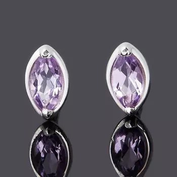 Серьги аметист (серебро 925 пр. родир. бел.) пуссеты огранка