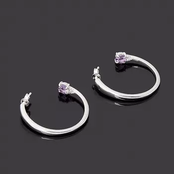 Серьги аметист (серебро 925 пр. родир. бел.) пуссеты огранка