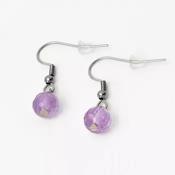 Серьги аметист (сталь хир.) огранка