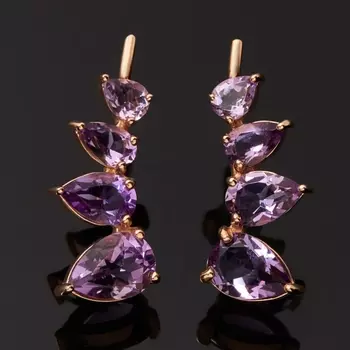 Серьги аметист (золото 585 пр.) огранка