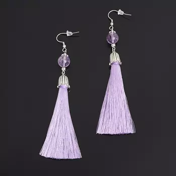 Серьги аметрин (текстиль, сталь хир., биж. сплав)